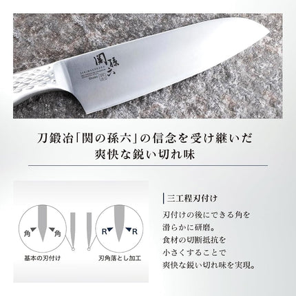 KAI Seki Magoroku Shoso Nakiri 16.5 cm Blade Length - 5CR15MoV Stainless Steel 56 (±1) HRC - Convex Grind - 18-8 Stainless Steel Handle with Diamond Pattern - Vegetable Knife - Made in Japan