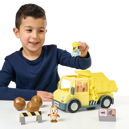 Bluey Dump Truck, With Load and Unload Feature, Get Some Work Done With Exclusive Hard-Hat and Muddy Bingo,