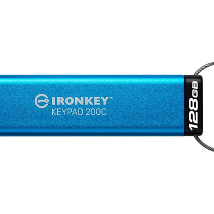 Kingston IronKey Keypad 200C Type-C hardware-encrypted USB Flash Drive FIPS 140-3 Level 3 (Pending) with XTS-AES 256-bit Hardware Encryption -IKKP200C/128GB