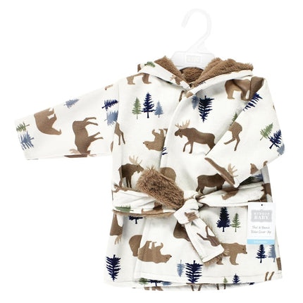 Hudson Baby Unisex Baby Mink con Forro de Piel Sintética, Albornoces para Piscina y Playa, Peonías Blancas, 0-6 Meses
