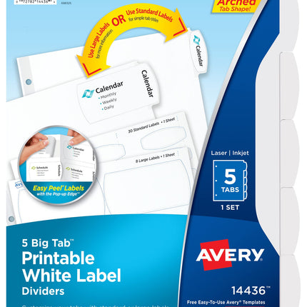 Avery Big Tab Printable White Label Dividers with 