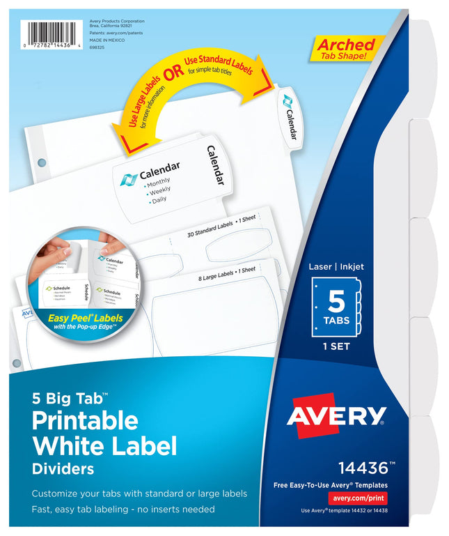 Avery Big Tab Printable White Label Dividers with 