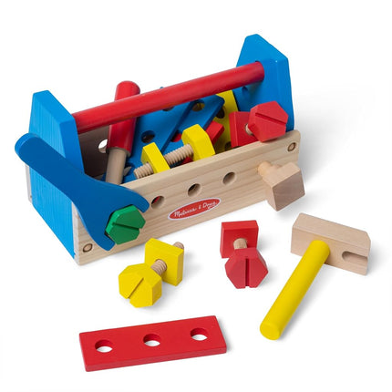 Melissa & Doug Take-Along Tool Kit Wooden Construction and Building Set (24 pcs) Pretend Play Toy for Kids Age 3+