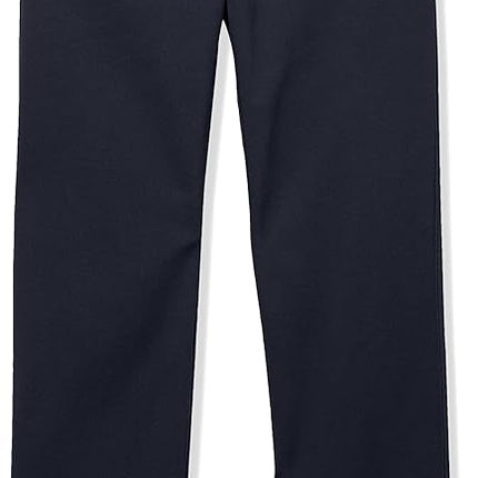 Izod Boys' School Uniform Flat Front Twill Pants, Navy, 6