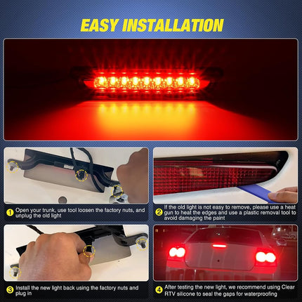 Nilight Third Brake Light Tail High Mount 3rd Stop Lights Smoked Lens Compatible with Dodge Charger 2006 2007 2008 2009 2010 Car Rear Center Cab Lamp