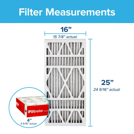 Filtrete ADP01-2PK-2 16x25x4 AC Furnace Air Filter, MPR 1000, Fits Honeywell and Lennox Devices, Micro Allergen Defense Deep Pleat, 2-Pack (Actual Dimensions 15.88 x 24.56 x 4.31), 2 Count