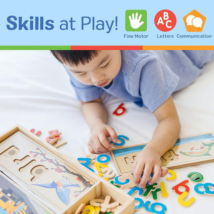 Melissa & Doug See & Spell − Wooden Alphabet Letters with Flash Cards | Educational Word Puzzles for Children | Age 4–6