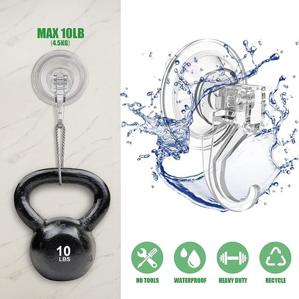 EAMOMORK Suction Cup Hooks for Shower, Large Clear Heavy Duty Suction Cup Hooks, Wreath Hangers for Front Door Window Glass Kitchen Towel Loofah Utensils (8 Packs)