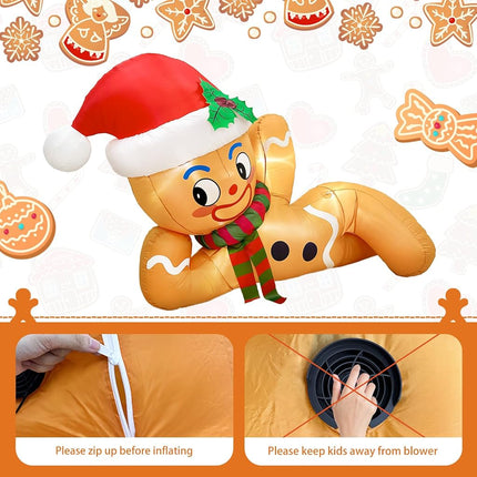 OurWarm 10FT Christmas Inflatable Gingerbread Man Outdoor Decoration with LED Lights, Blow Up Holiday Decor for Garden Lawn Yard