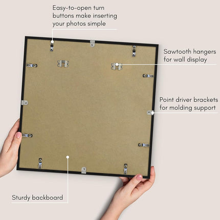 Americanflat 20x20 Poster Frame - Matted to 8x10 - Slim Molding - Black