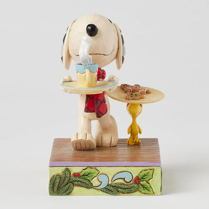Enesco Peanuts by Jim Shore Snoopy and Woodstock with Cookies for Santa Figurine, 5 Inch, Multicolor