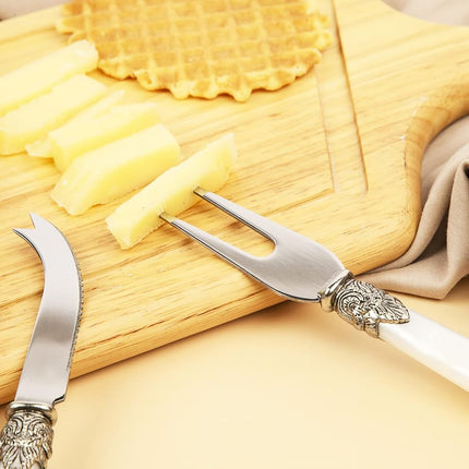 CATHYLIN 4-Piece Cheese Knive Set With Gift Box Stainless Steel Knife With Pearl Handle,Suitable For Parties And Festivalsfor Charcuterie Boards Accessories (White)