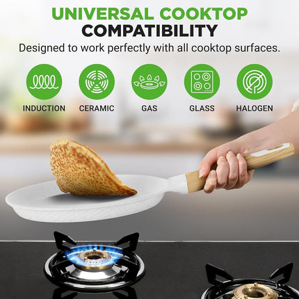 NutriChef Crepe Maker, 28cm Nonstick Pan, Induction Cookware
