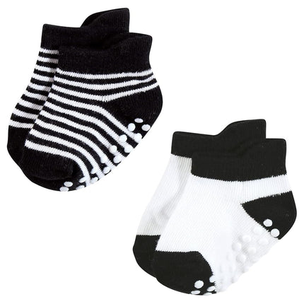Hudson Baby Chaussettes antidérapantes invisibles unisexe pour bébé, rayures noires et blanches, 12-24 mois