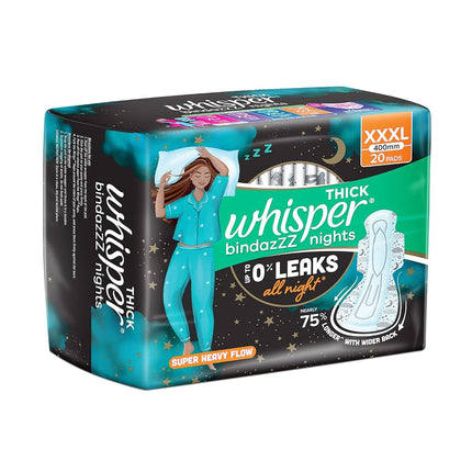 Whisper Ultra Night Sanitary Pads for Women, XXXL 20 Napkins