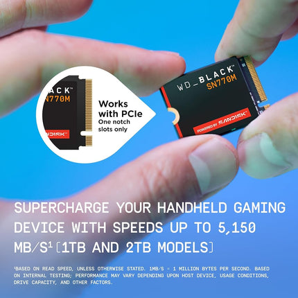WD_BLACK SN770M NVMe SSD 1TB (Up to 5,150MB/s, M.2 2230, PCIe Gen4, for Asus ROG Ally, Steam Deck, Microsoft Surface for Compatible Laptop Gaming Devices and laptops) POWERED BY SANDISK