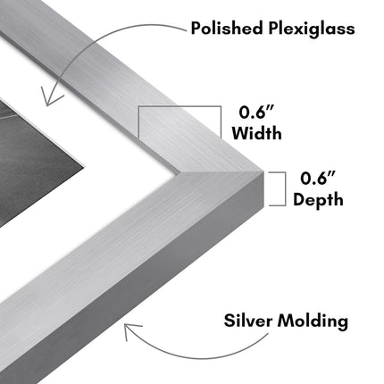 Americanflat 13x19 Picture Frame with Polished Plexiglass - Set of 2 - Use as 11x17 Frame with Mat or 13x19 Frame Without Mat - Galleria Collection - Gallery Wall Frame Set for Wall Display - Silver