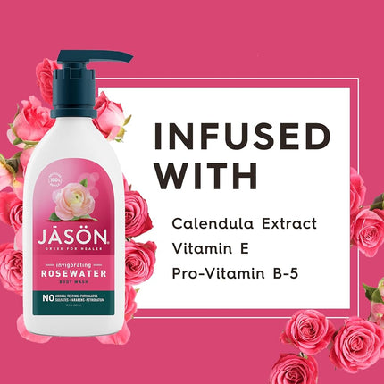 JASON Invigorating Rosewater Body Wash, 887 ml