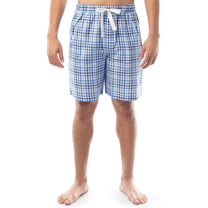 Pantalón corto de pijama IZOD para hombre, estampado de popelina, corte relajado, con cordón, a cuadros, azul claro, 3XL