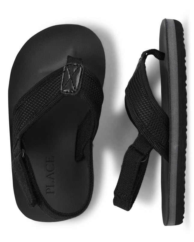 The Children's Place boys And Toddler Boys Flip Flops With Backstrap, Black, 6-7 Toddler