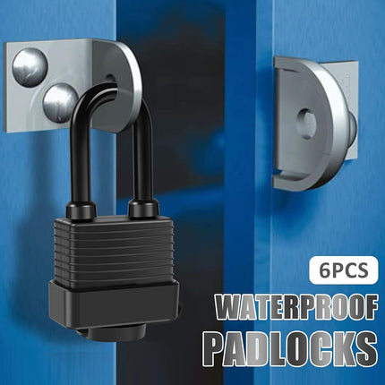 Abizarch Padlocks Keyed Alike for Outdoor use, Pack of 6, Laminated Steel Lock Set Safety Padlock, Waterproof Heavy Duty Outdoor Security Lock