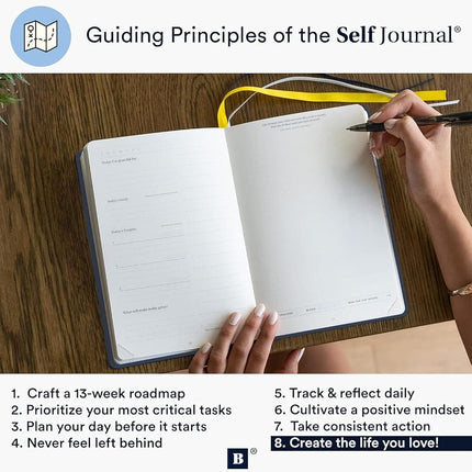 Self Journal by BestSelf — Undated 13-Week Planning, Productivity and Positivity System for Max Achievement and Goal Success — Track Gratitude, Habits and Goals Daily and Weekly (Navy)