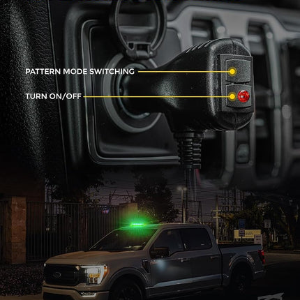 Xprite Upgraded 12" 72LED Rooftop Mini Strobe Lights, Emergency Safety Flashing Beacon Light Bar with Magnetic Base for 12V-24V Construction Vehicles, Trucks, Snow Plow, Postal Car (Green)
