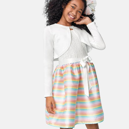 The Children's Place Girls' Long Sleeve Shrug Cardigan, White, Small