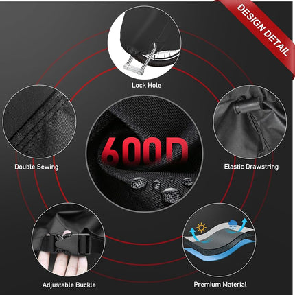 Zettum Bike Cover for 2 Bikes - 600D Bike Covers Outdoor Storage Waterproof & Heavy Duty, Bicycle Cover for 2 eBike, Mountain Bike, Road Bike, Hybrid Bike, Beach Cruiser Bike, Scooter and More