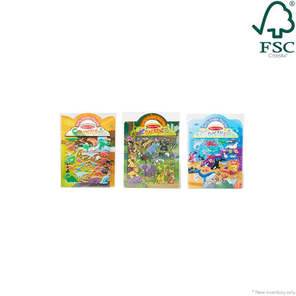 Melissa & Doug Reusable Puffy Sticker Wild Adventures Play Set 3-Pack (118 Stickers: Safari, Dinosaur, Ocean)
