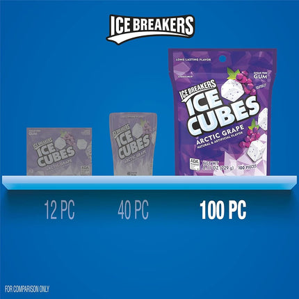 ICE BREAKERS Ice Cubes Chewing-gum sans sucre, Raisin Arctique, 100 morceaux