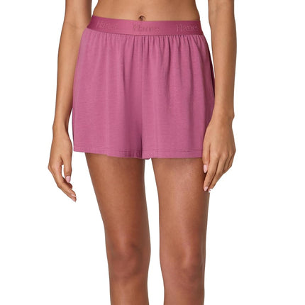 Hanes Women's Originals Sleep, 2-Pack, Comfywear Supersoft Lounge Shorts Pack, 3.25", Stargazer Grey/Mauve Mood, XS