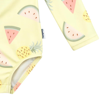 Traje de baño de una pieza tipo camiseta de natación de manga larga para niñas pequeñas Gerber, fruta amarilla, 3-6 meses