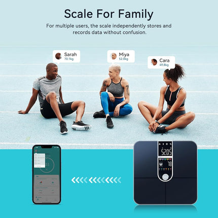 Pèse-personne intelligent avec double écran, balance de salle de bain numérique de haute précision, analyse 17 mesures de composition corporelle, pèse-personne de Weight Watchers pour le poids et la graisse corporelle