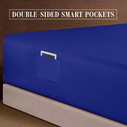 Elegant Comfort Luxurious 1500 Premium Hotel Quality Microfiber 4-Piece Sheet Set, 18-24 Inches Deep - Extra Deep Pocket Sheets - Ultra Soft 4PC Deep Pocket Sheets, King, Royal Blue
