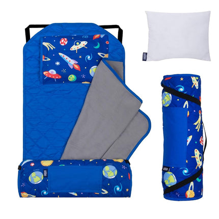 Tapis de sieste moderne tout-en-un Wildkin avec oreiller pour les tout-petits garçons et filles, taille parfaite pour la crèche et la maternelle, conçu avec des sangles élastiques aux coins pour s'adapter à un lit de camp standard