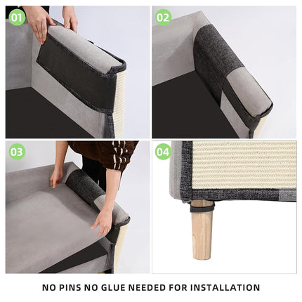 Oroonoko Cat Scratcher Couch Protector,Natural Sisal Cat Furniture Protector for Protecting Couch Sofa Chair (Left Hand)