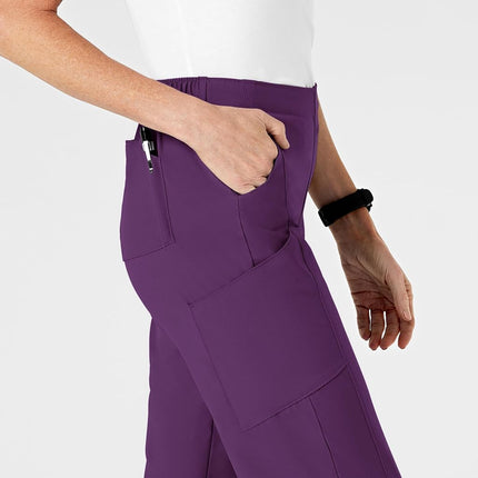WonderWink Women's Flat Front Cargo Pant, Eggplant, X-Small