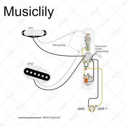 Musiclily Pro Electric Guitar Pre-wired Wiring Harness Upgrade for American Style TL with 3-Way Switch and 2A Pots, Chrome
