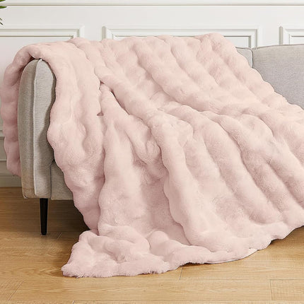 ORINOVA Pink Fluffy Blanket for Couch Living Room 
