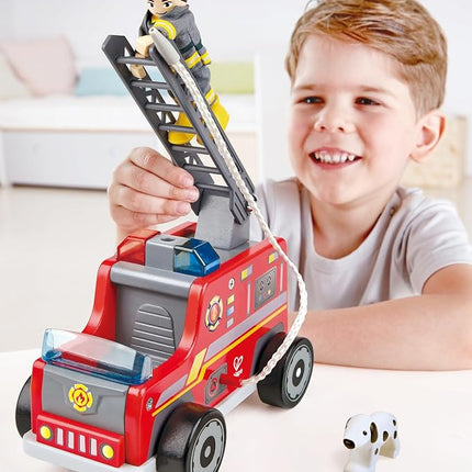 Hape E3024 Wooden Fire Truck with Firefighter and Dog Multicolour