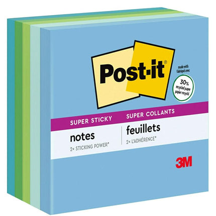 Post-It Notes, Super Sticky Recycled Pad, 3 Inches