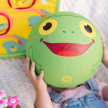 Pelota clásica de goma con diseño de rana Sunny Patch de Melissa & Doug - Se vende DESINFLADA