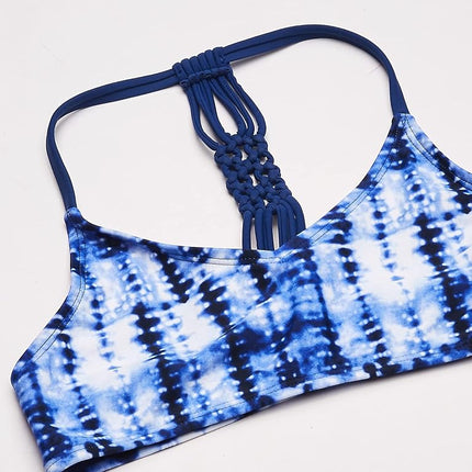 Kanu Surf Girls' Willow V-Neck Bikini Beach Sport 2-Piece Swimsuits, Willow Navy Tie-dye, 8