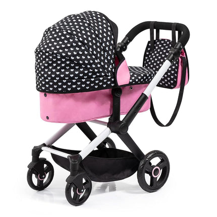 Bayer Xeo Pram in Pink with Black and White Hearts & Pink Bow