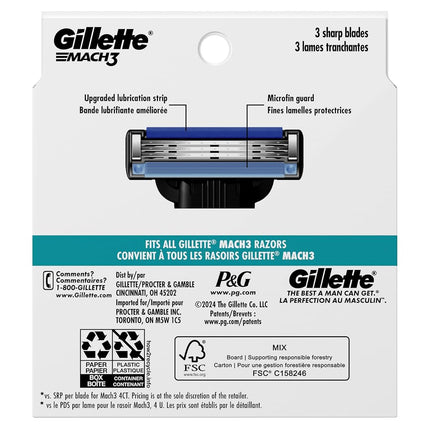 Gillette Mach3 Men's Razor Blade Refills, 8 Count