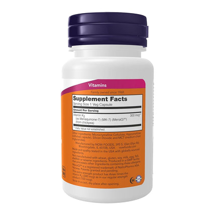 Now Foods Supplements, Vitamin K2 (mk-7) 300 Mcg, Extra Strength, Supports Bone Health, Veg Capsule, 60 Count