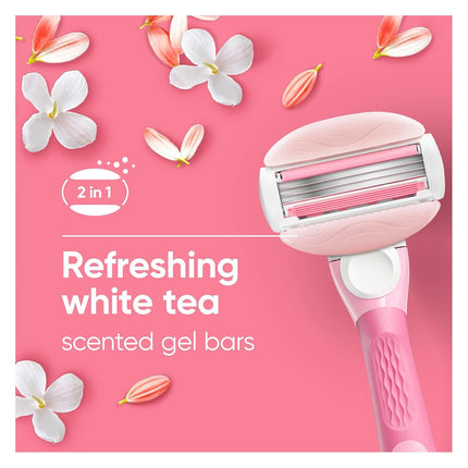 Gillette Venus ComfortGlide White Tea Women's Razor - 1 Handle + 2 Refills