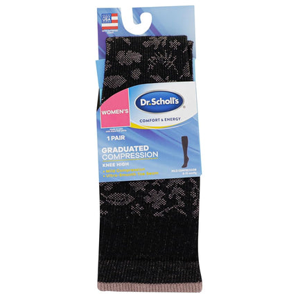 Dr. Scholl's womens Travel Graduated Compression, Black/Pink, One Size