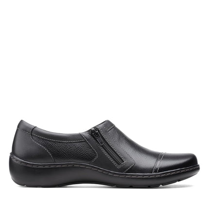 Clarks Women's Cora Giny Loafer, Black Tumbled, 3.5 UK Wide